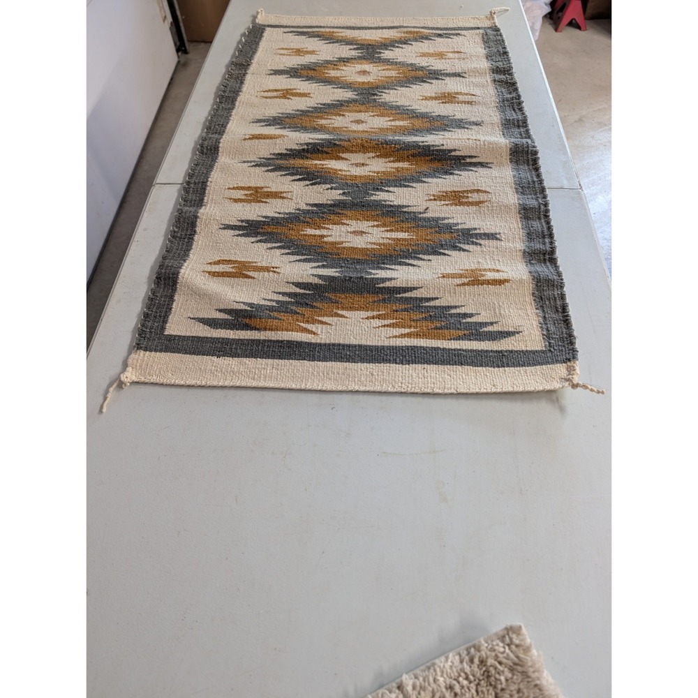 Navajo Rug - Very Good Condition- 41" x 23" Natural Wool and Vegetable dye